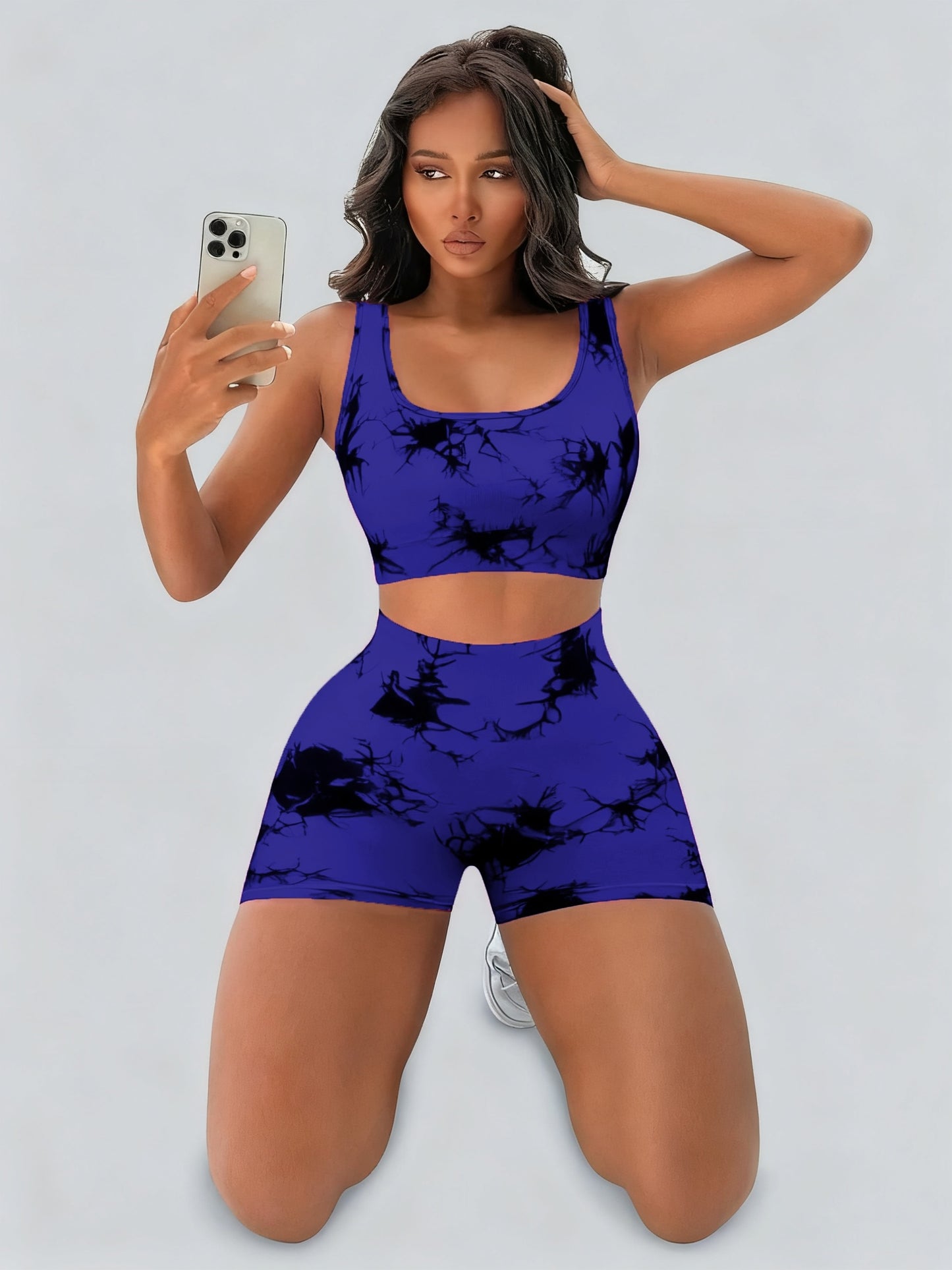 Women'S Sports Tie-Dye Seamless Underwear and Shorts Suit