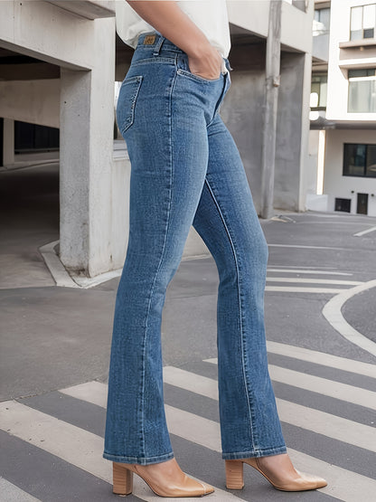 Women's Ultra-Comfort Stretch Bootcut Jeans - Casual & Elegant Denim with Pockets, Machine Washable