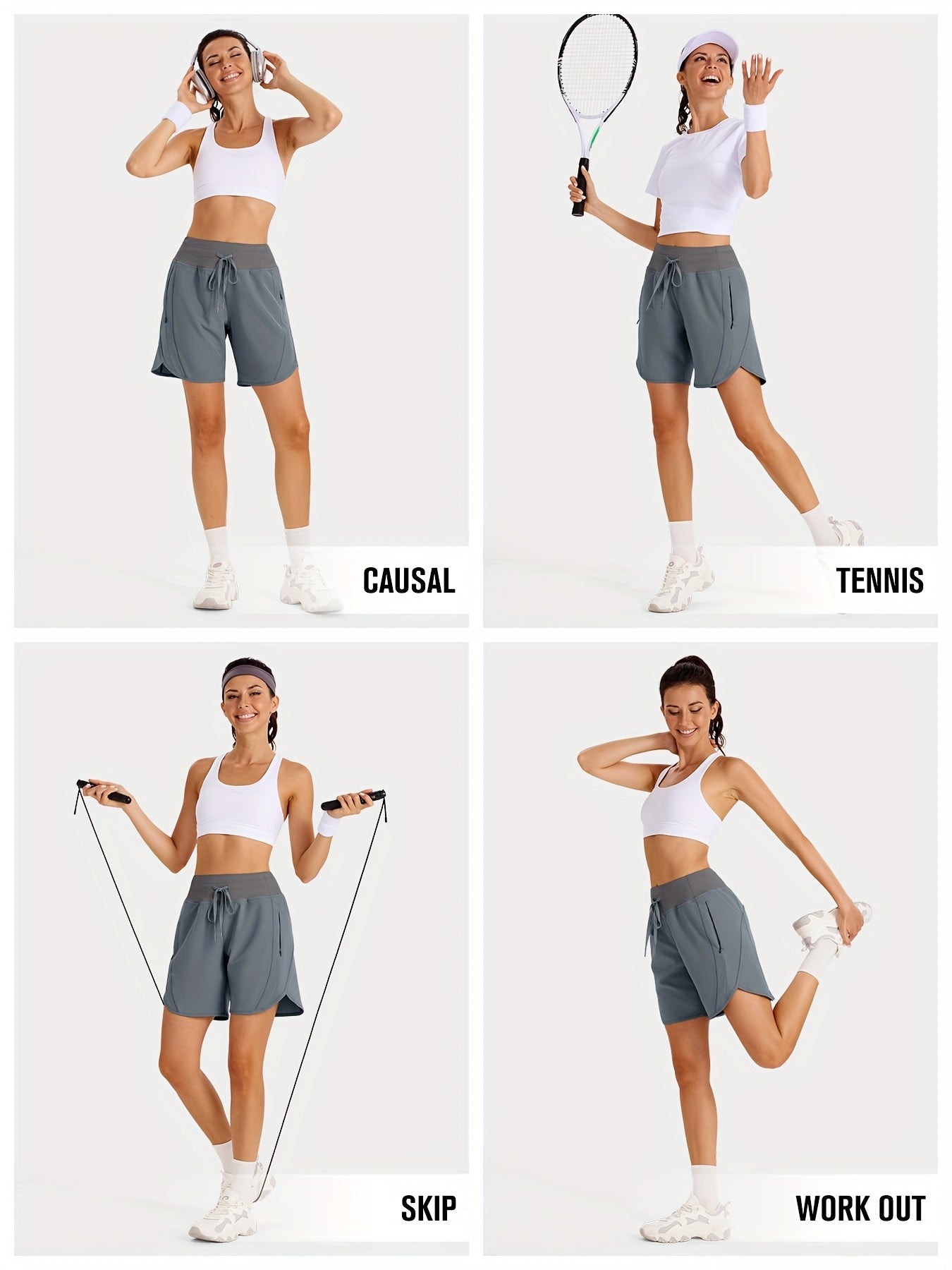 2-Pack Athletic Shorts for Women - Breathable Stretchy Quick-Dry Durable with Waistband for Running Gym Tennis Summer Running Short