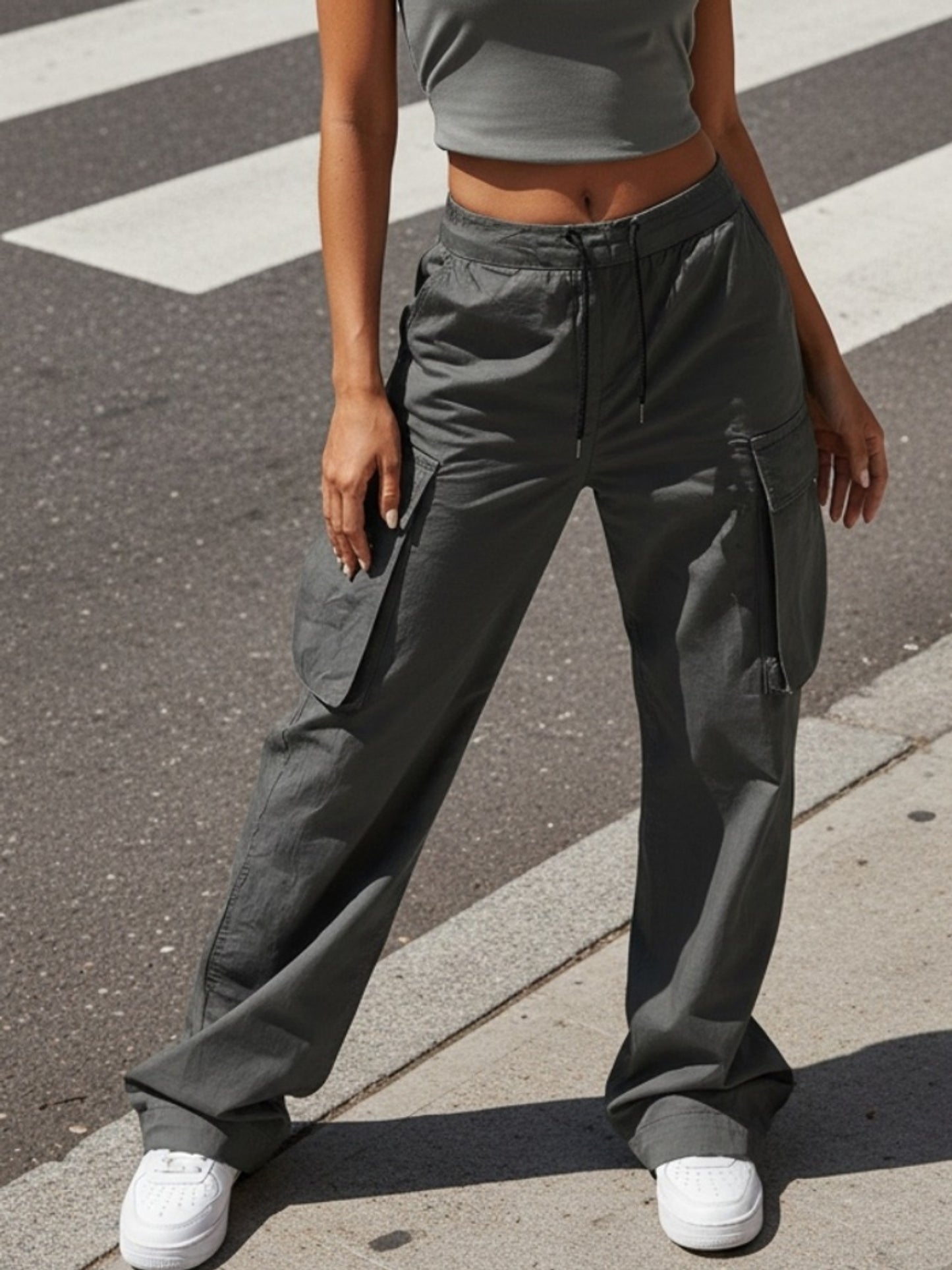 Women's Black Dark Gray Light Grey Khaki Cargo Cargo Pants - product view 15