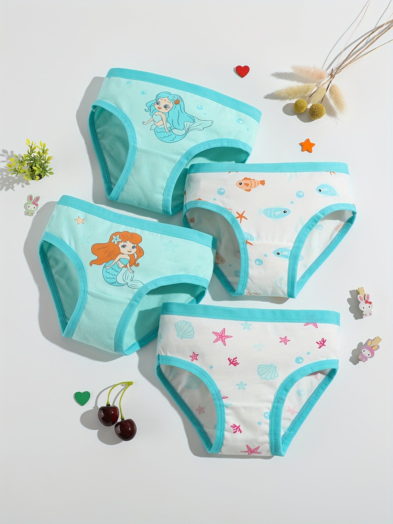 8pcs Girls Cotton Briefs Soft Cute Animal Print Girls Underwear