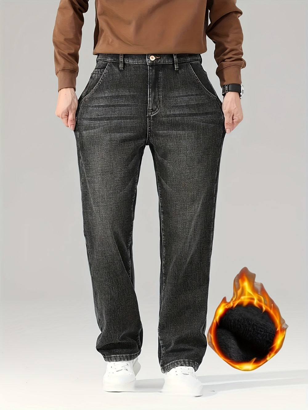 Men's Straight Leg Jeans - Classic Wash Clean Finish Streetwear 689061