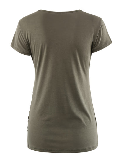 Set of 3 Women'S Short Sleeve Maternity Tops with Side Ruching for Breastfeeding