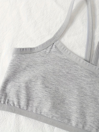 Random 12-pack Solid Color Girls Seamless Bras, Comfortable And Breathable Sports Bras With Cross Shoulder Straps, Cute And Fashionable Training Bras, Suitable For Teenagers And Students A 7-16 Years Old