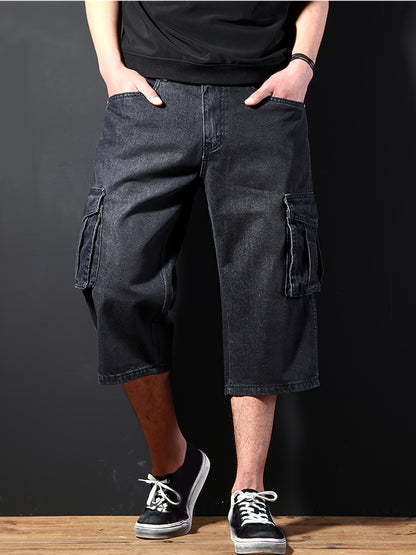 Men'S Loose Fit Multi- Work Outdoor Casual Denim Cargo Shorts