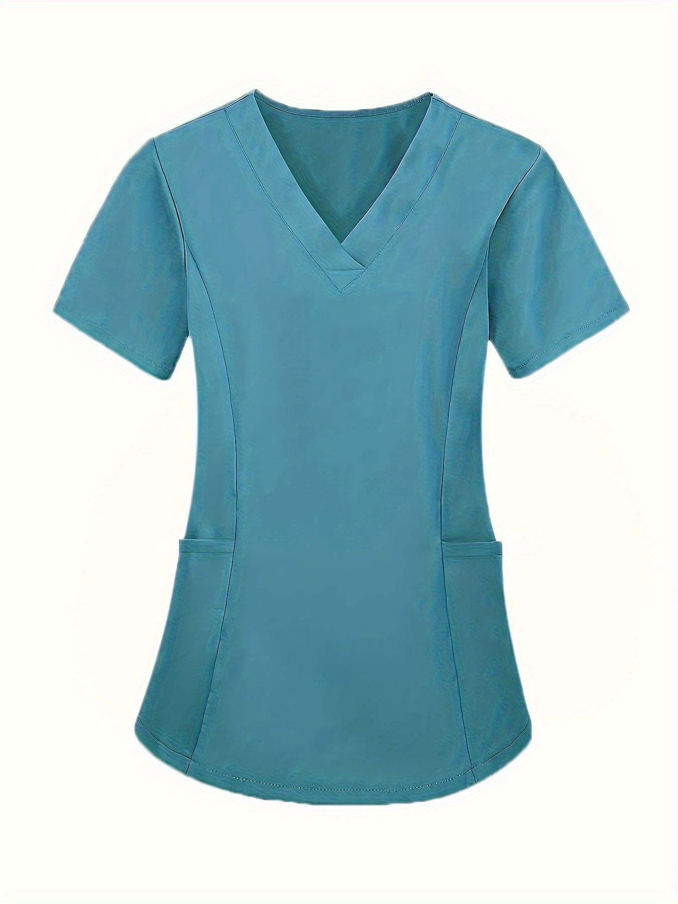 Fashion Casual V-neck Women's Work Clothes Care Comfortable Sweat-absorbing Brush Clothes Set, Fashion Short-sleeved Beauty Salon Medical Wash Clothes Work Clothes