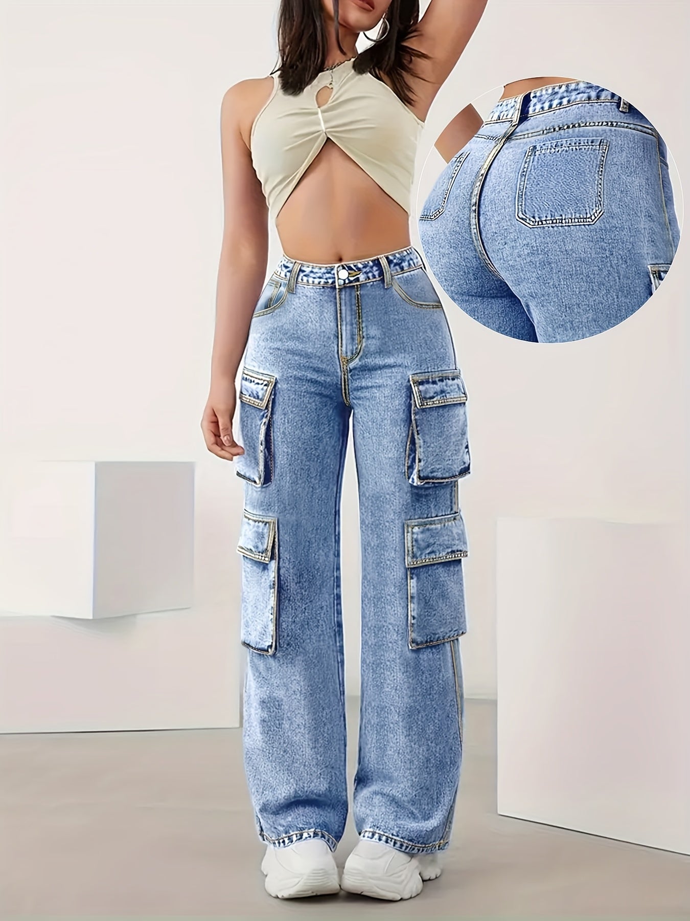 Increase The Size Of Plain Flip Pocket Book Bag Tooling Jeans Loose Version Of High Elastic Zipper Button Opening And Closing Four Seasons Can Wear Comfortable Plus Size Jeans.