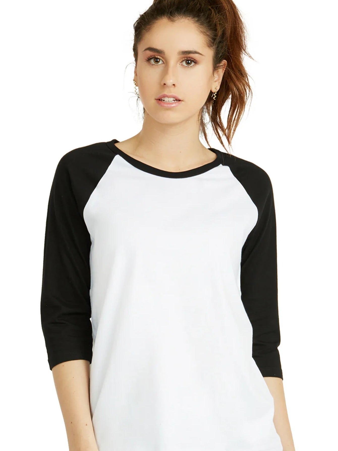 LADIES COTTON BASIC BASEBALL TEE