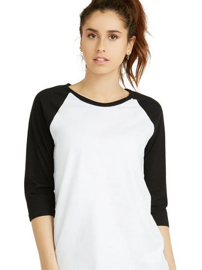 LADIES COTTON BASIC BASEBALL TEE