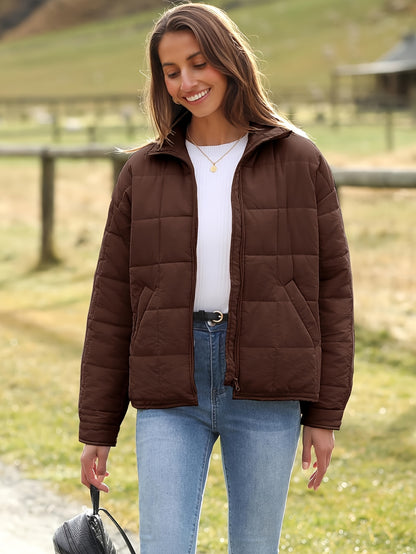 Buoniyk Women's Oversized Splice Quilted Lightweight Puffer Jacket Casual Padded Coat