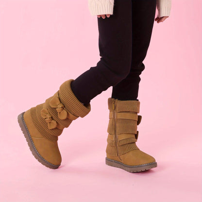 DREAM PAIRS Girl's Winter Snow Boots Faux Fur Lined Mid Calf Shoes