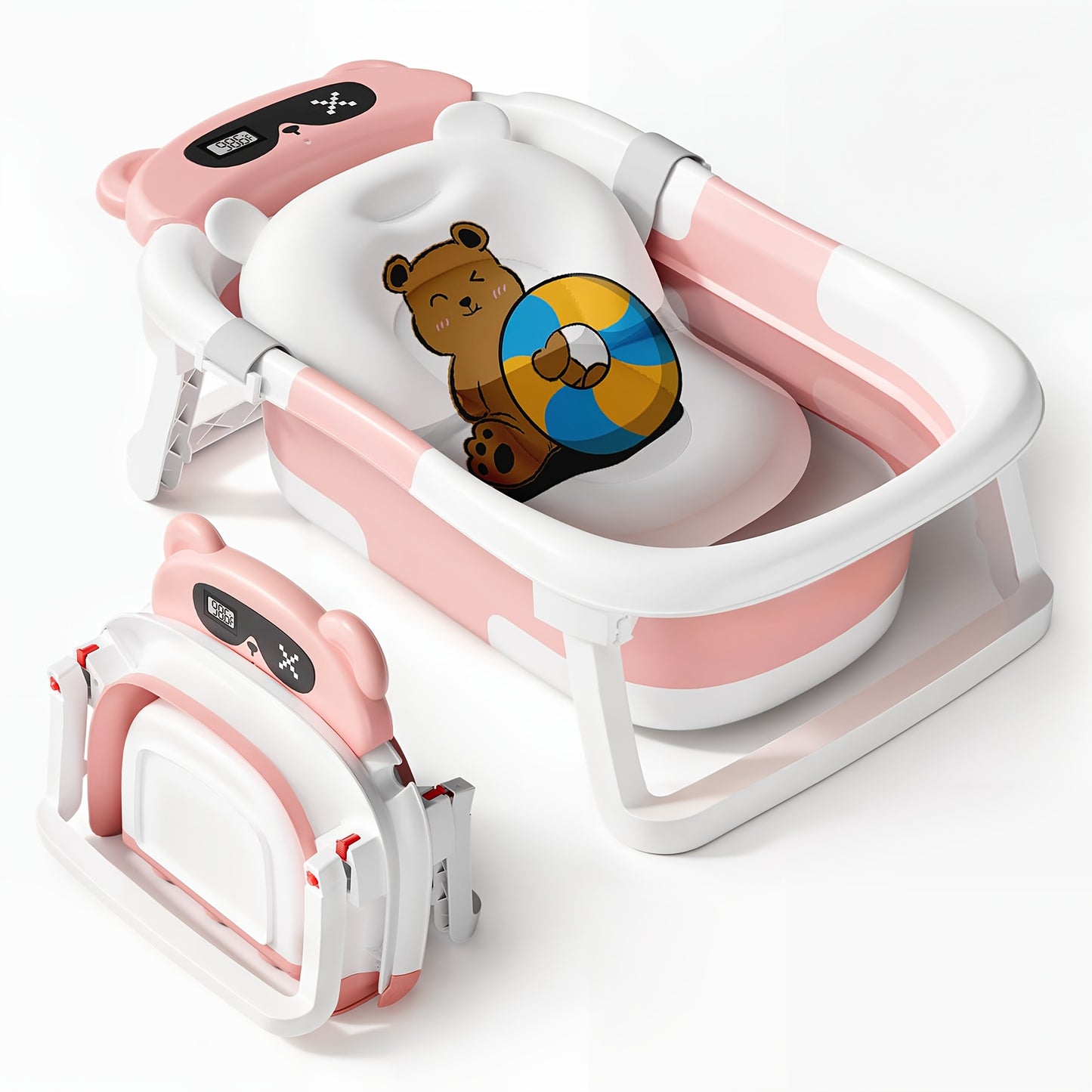 Foldable Bathtub, Foldable Baby Bathtub With Soft Cushion And Thermometer, Non-slip, Portable Travel Bathtub, Includes Soft Floatation Cushion, Durable And Safe, Suitable For Newborn To Toddler, Perfect For Home Travel!