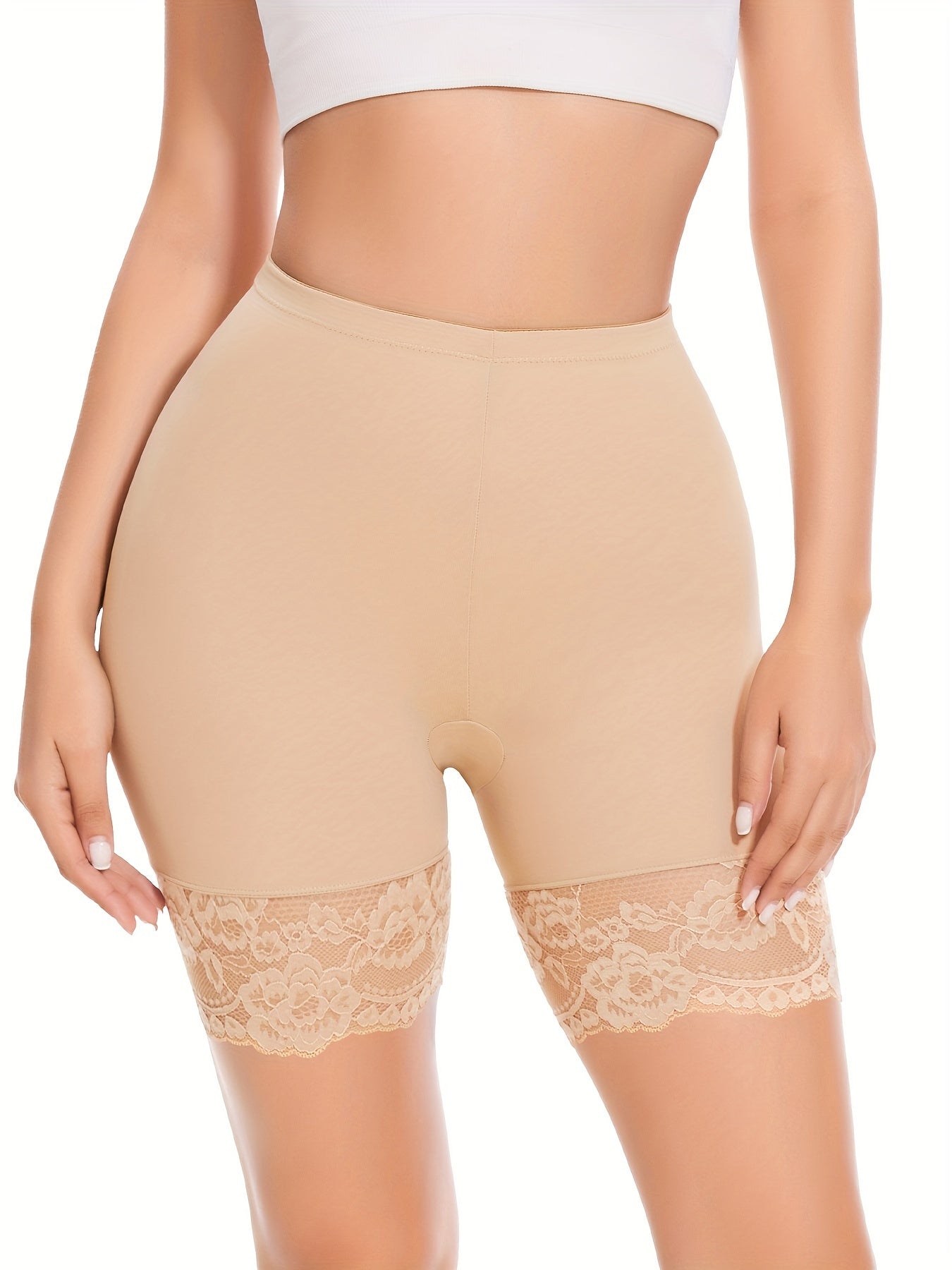JUQDNX Seamless Lace Boyshort Panties - Tummy Control & Butt Lifting, Anti-Chafing Compression Slimmer Underwear for Women, Breathable / Blend, Ideal for Dresses & Shorts, Tummy Control Underwear