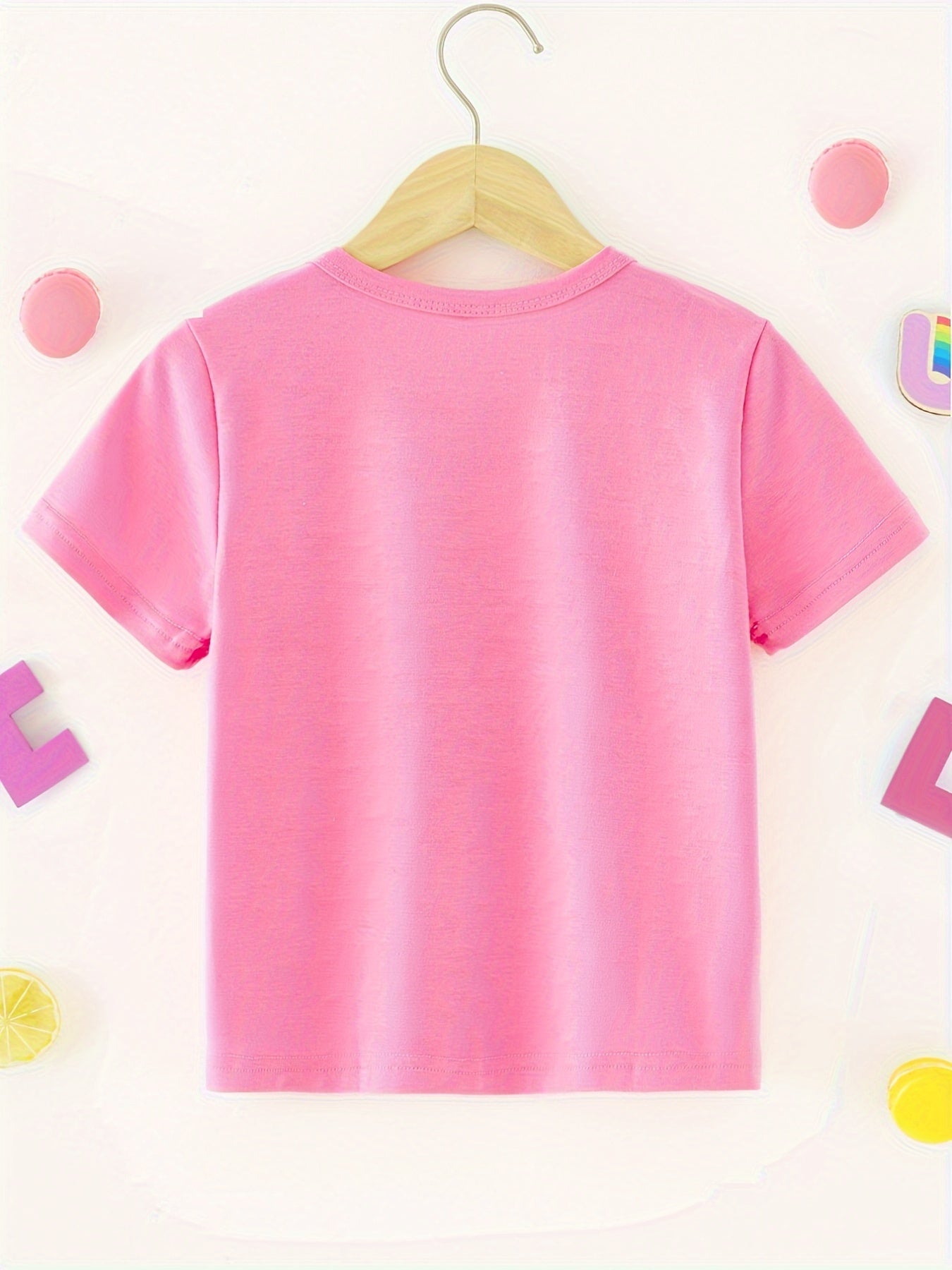 GOURD DOLL Girls' Pink 'Sassy Just Like My Nana' Graphic Tee - Casual Knit Short-Sleeve T-Shirt with Leopard Print Lettering, Soft 100% Cotton, Loose Fit, Round Neck, Machine Washable, Perfect for Summer, 12 & Under