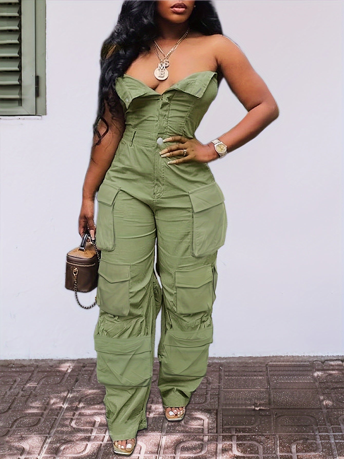 Ladies Tube Top One-piece Suit Pants, Women'S Strapless One-piece Suit With Pants, Summer And Spring Casual Sexy Women'S Dress Pants, Women'S Clothing Set