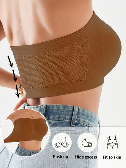 4pcs Set, Women's Pure Color Strapless Bra, Women's 1pc Bra, Breathable Sports Bra, Bra Without Underwire, Pleated Design Bra, Backless Bra