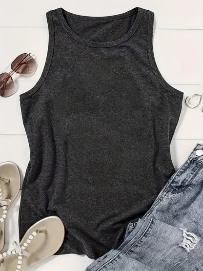 Women's Regular Vest, Wild Gothic Font Print Design Fun Cartoon Letter Pattern, Round Neck Casual, Machine Washable, Fashionable and Versatile Clothing