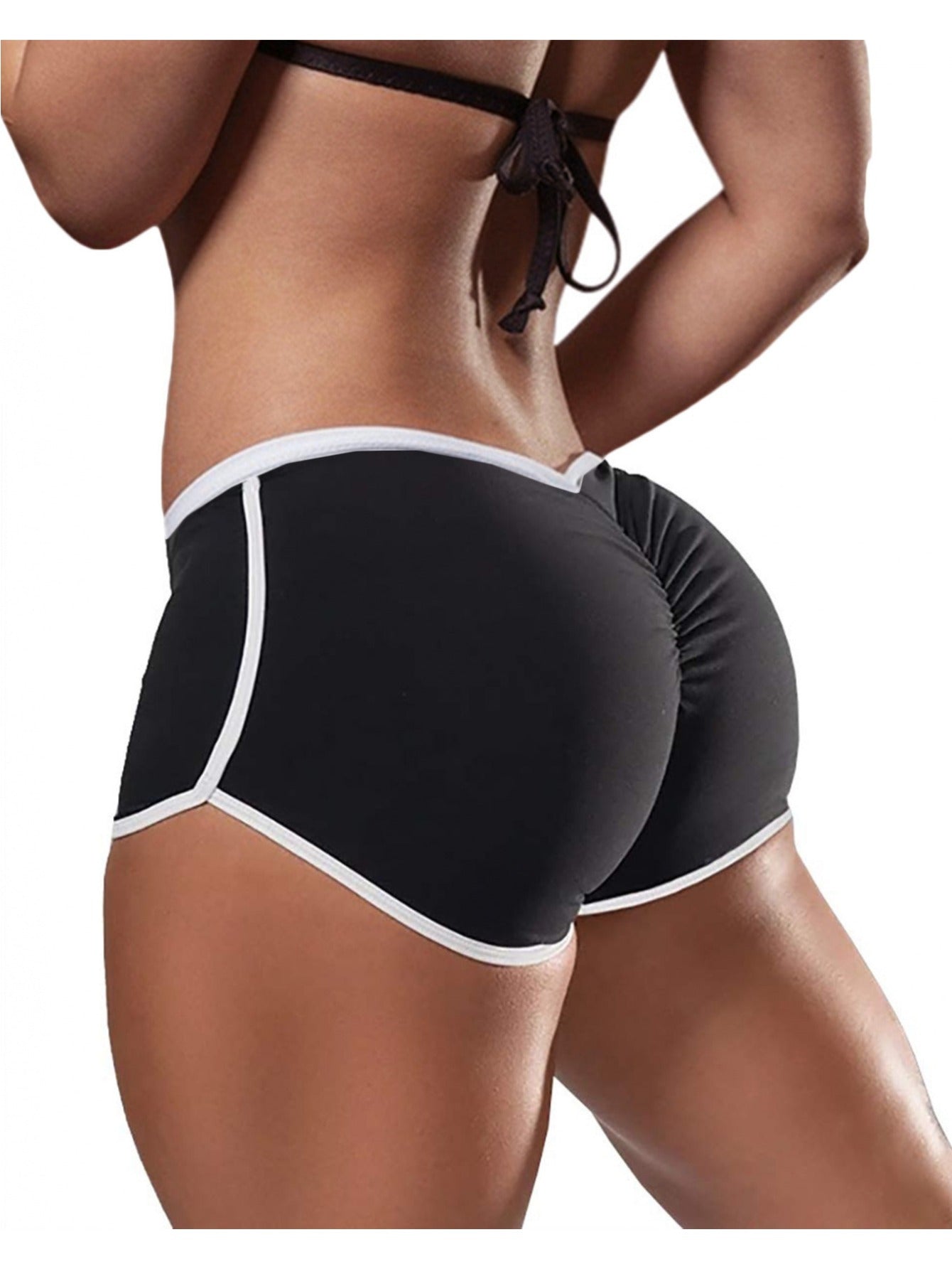 3 Women'S Shorts - Low Waist Opaque Compression Hip Lift Design, Tight Bikini Style Shorts, Blue/ Purple/ Black, Suitable for, Casual Wear, Easy-To-Wash And Seamless Design