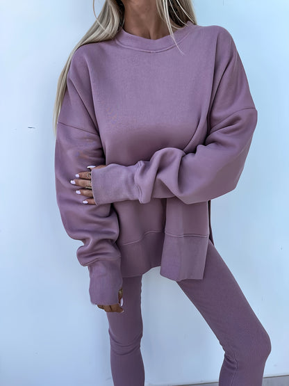 Women'S Spring And Autumn Outdoor Sports Hoodie Set, Women'S Autumn Winter Long Sleeve Solid Color Hoodie Casual Set, Hoodie Top And Pants Yoga Two-Piece Set, Outdoor Running Fitness Set