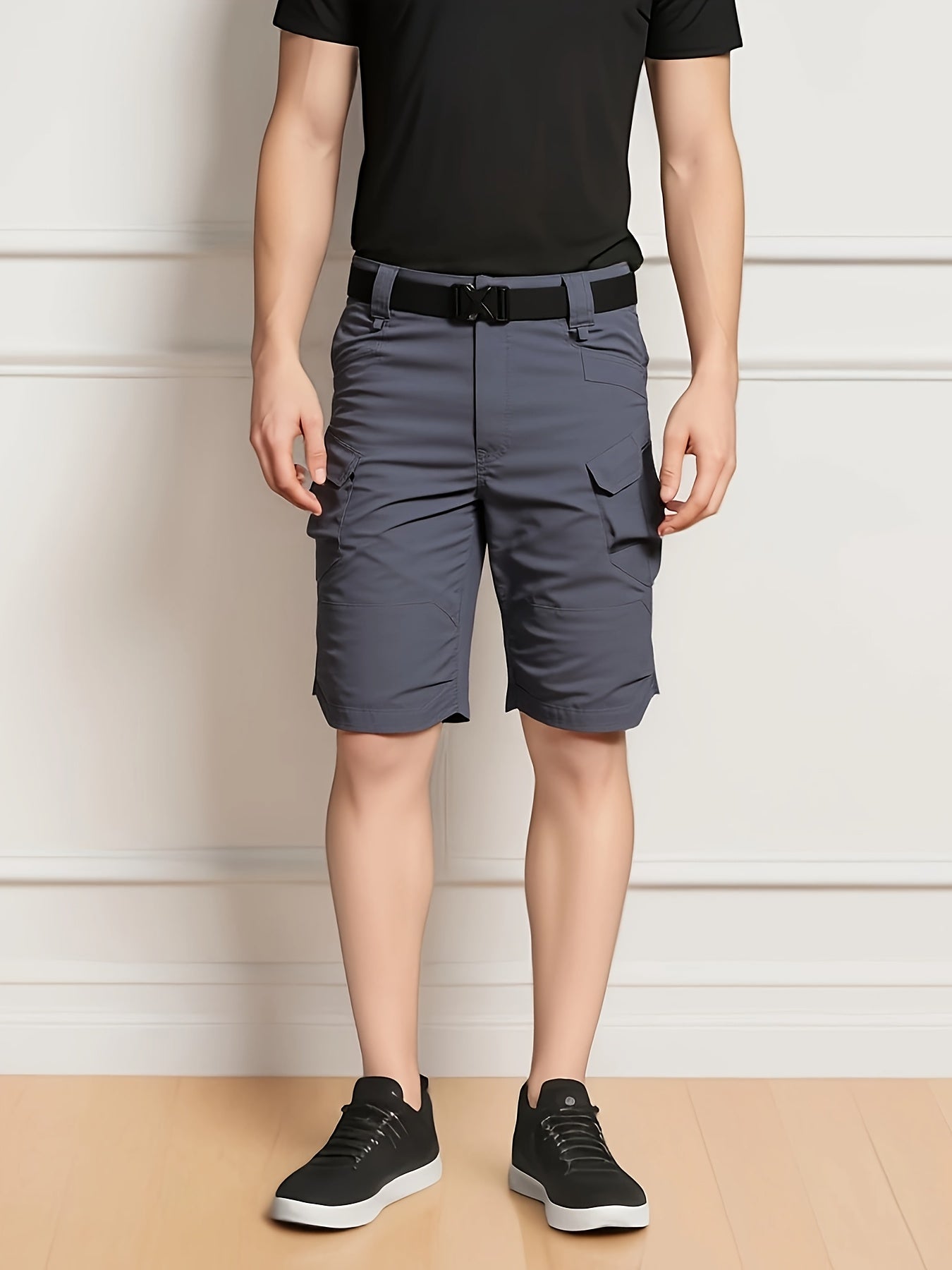 Men's Tactical Cargo Shorts - Casual Shorts - Lightweight Multi-pocket Outdoor Shorts, (Belt Included) Non-stretch Durable Fabric for Hiking, Camping, Fishing - Black Casual Style for Professionals And Outdoor Enthusiasts