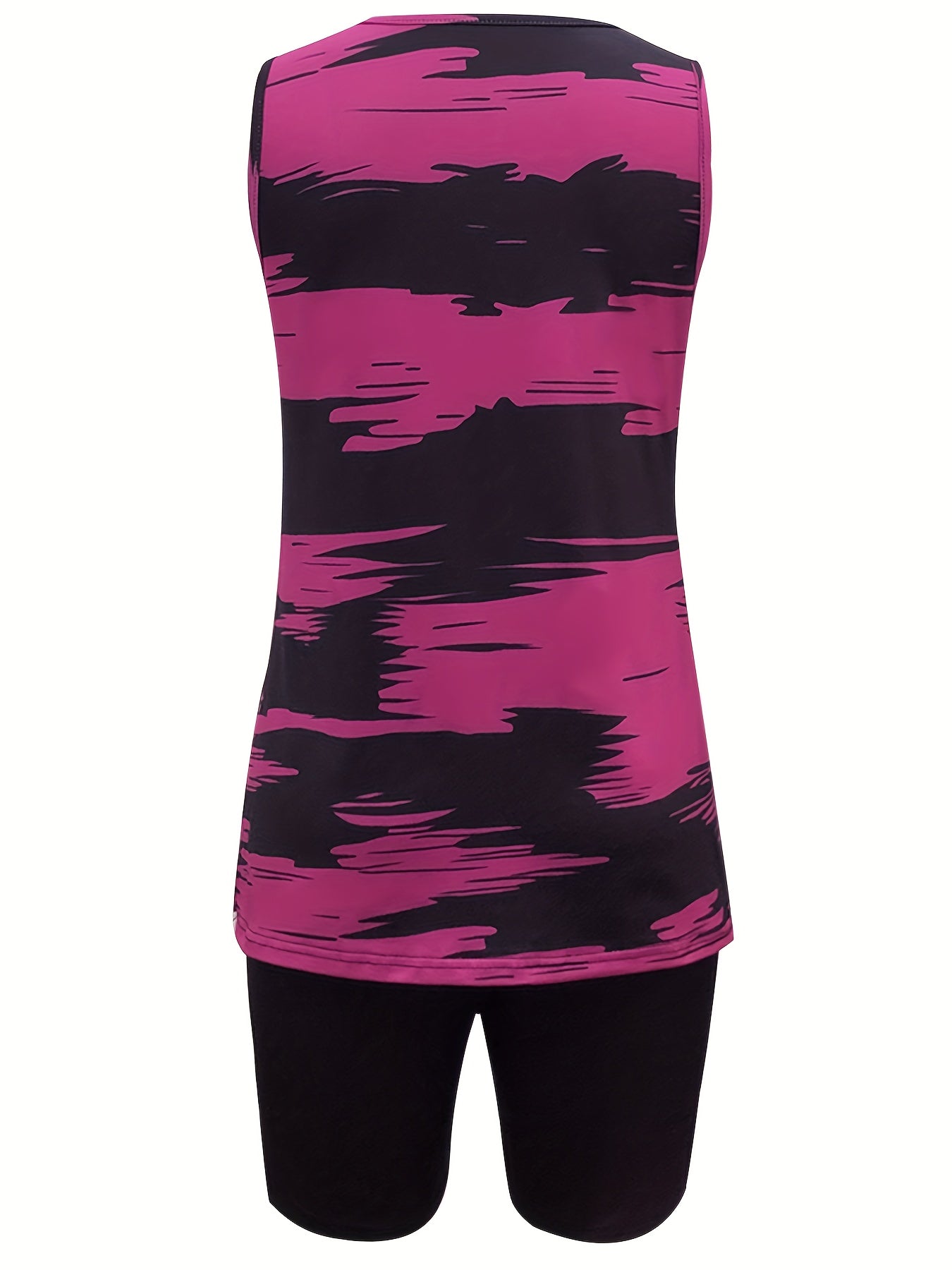 Set of a Sleeveless Tank Top with a V-Neck for Women And Fitted Shorts in a Solid Color