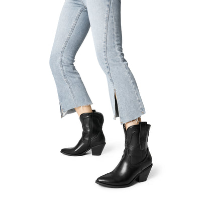 Women's Cowboy Ankle Boots, Western Booties Low Heel Pointed Toe Cowgirl Boots - Western style cowboys boots for women, for everyday wear, casual strolls, special events or any western-themed parties