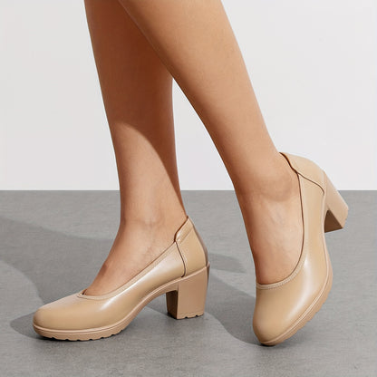 Women's Thick And Low Heel Work Shoes, Comfortable Round Toe Dress, Wedding Shoes, Women Shoes