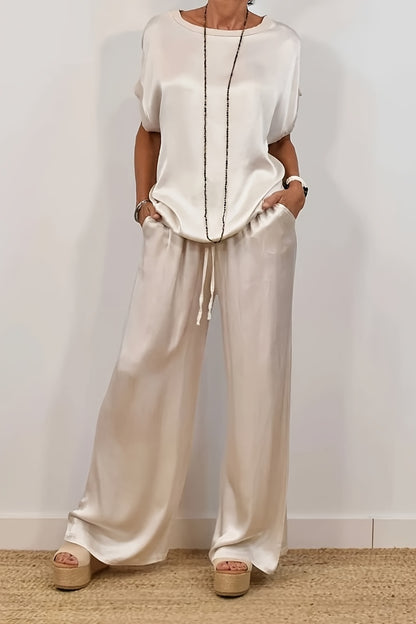 Spring/Summer New Trendy Loose Shirt, Wide Leg Pants, Casual Set