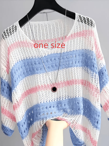 Summer Elegant Loose Hollow Sunscreen Beach Half-Sleeve Smock