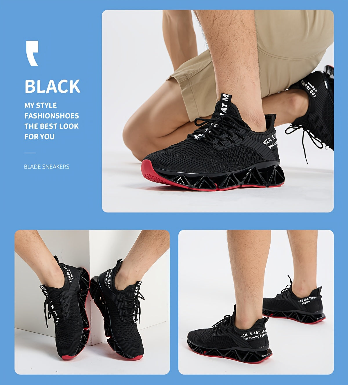 [Lightweight Running Shoes] Men Lightweight Breathable Running Shoes - Non-Slip All-Season Fitness Sneakers, Lace-Up Design Black - Wear-Resistant And Durable Training Shoes, Comfortable Casual Shoes, A Must-Have For Fitness Enthusiasts