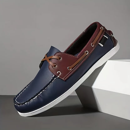Men's Stylish Color Block Loafers, Comfortable Retro Soft-Soled Sneakers