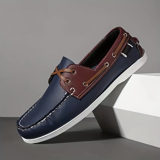 Men's Stylish Color Block Loafers, Comfortable Retro Soft-Soled Sneakers