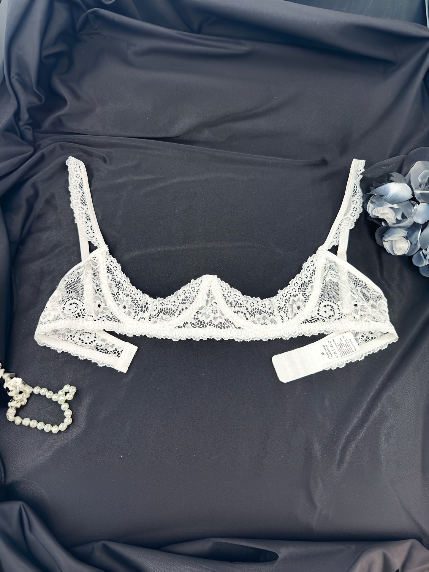 Women's White Lace Sexy Half Cup Underwire Bra with Adjustable Shoulder Straps for Comfy Lingerie