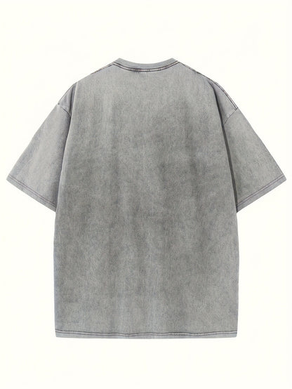 Women's Vintage Washed T-Shirt - 230g Thick Short Sleeve Round Neck Retro Loose Fit Tee with Washable Softness, Casual Spring Summer Casual Attire for a Layering Piece (Machine Washable)