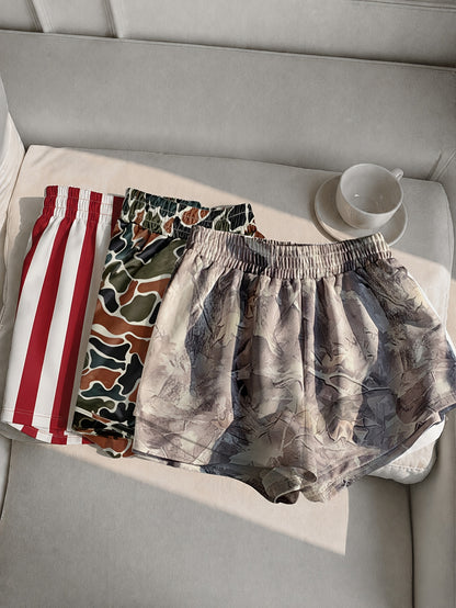 3pcs Women's Camo Print Shorts - Short Length Athletic Running Shorts with Camouflage, Beltless & Machine Washable Fabric Suitable for Gym, Outdoor, Casual Attire, Casual Shorts Pack