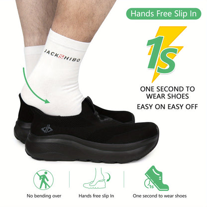 Mens Slip In Free Up Hands Shoes Wide Toe Box Walking Sneakers Cushioned Thick Zero Drop Sole