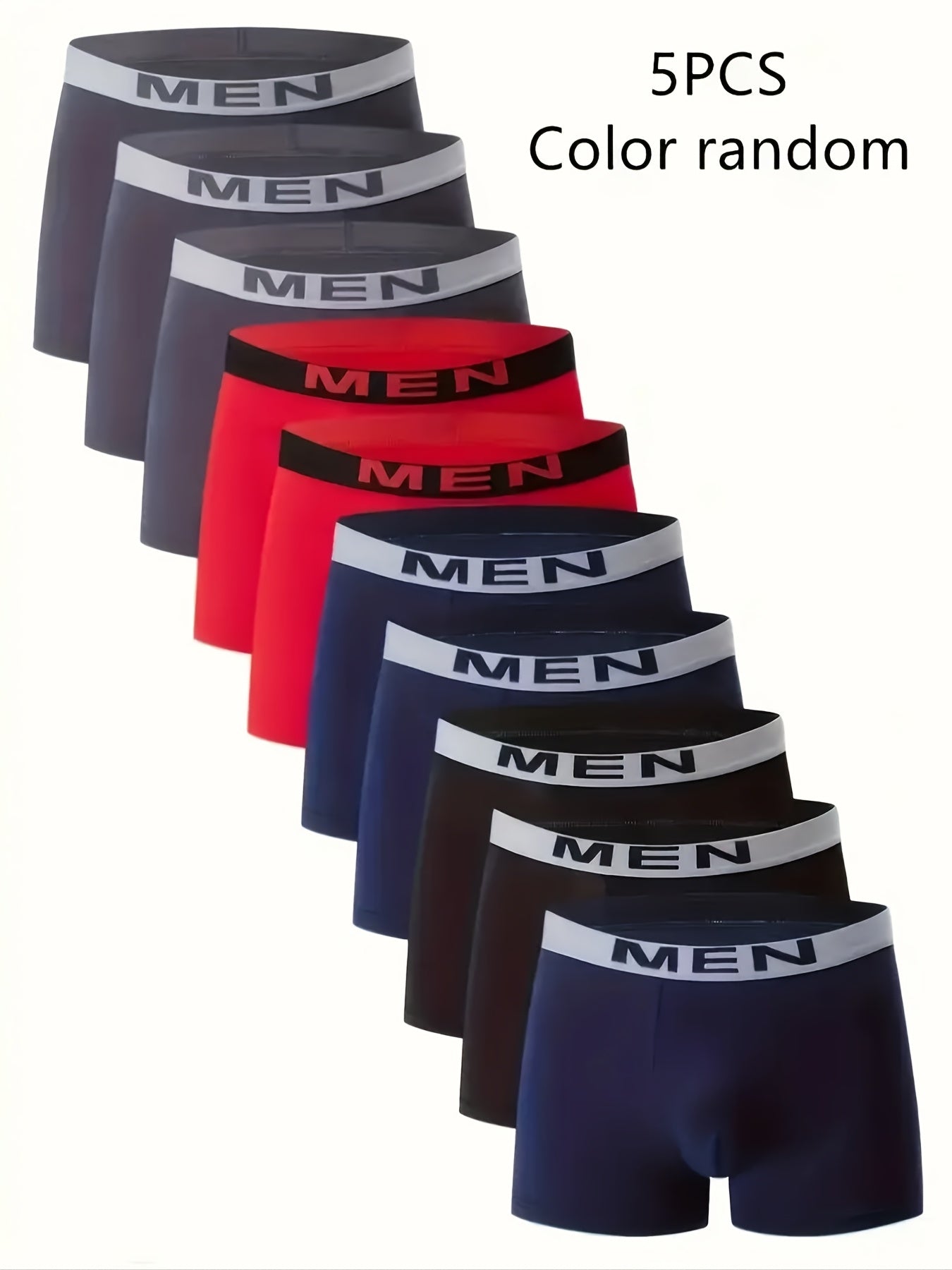 Set of 5 Men'S Breathable Boxer Shorts - Soft, Flexible, Plain Color, Casual Athletic Underwear