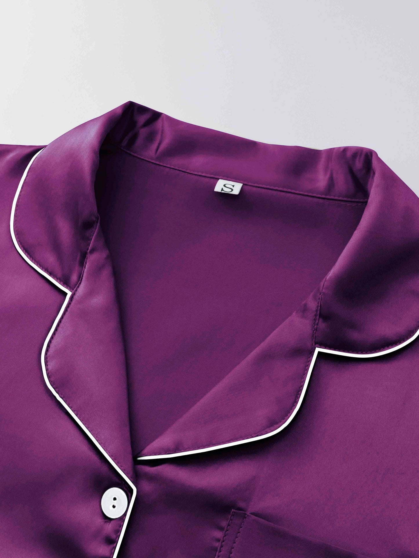 Women's Satin Casual Comfortable 1 Set 2pcs Pajama Outfit, Turn- Collar Long Sleeve Top & Elastic Waistband Trousers Women's Sleepwear