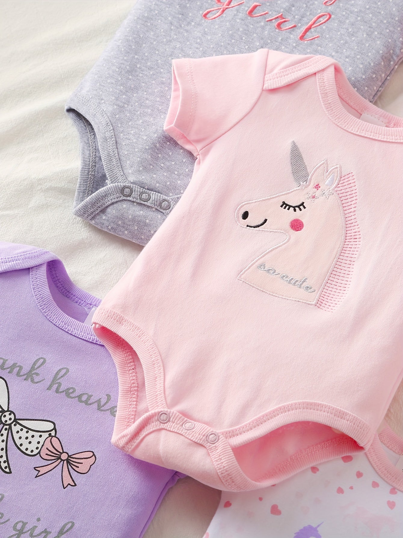 5pcs Infant's short sleeve onesie pegasus cotton for summer