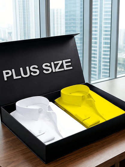 2pcs Set Of Men'S Plus-size Long-sleeve Shirts, 2XL To 6XL Size Shirts For Chubby Men, Versatile Plus-size Shirts For Daily Commuting, Summer Cool Shirts, Easy-care Wrinkle-resistant Plus-size Business Shirts, Gifts For Family