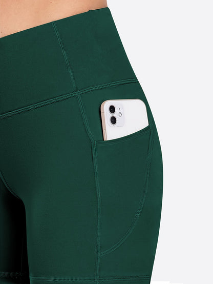 6-pack Plus Size Women'S Sports Shorts High Waist Hip Lifting Yoga Shorts With Pocket Three-quarter Pants Gym Running Exercise Fitness Shorts