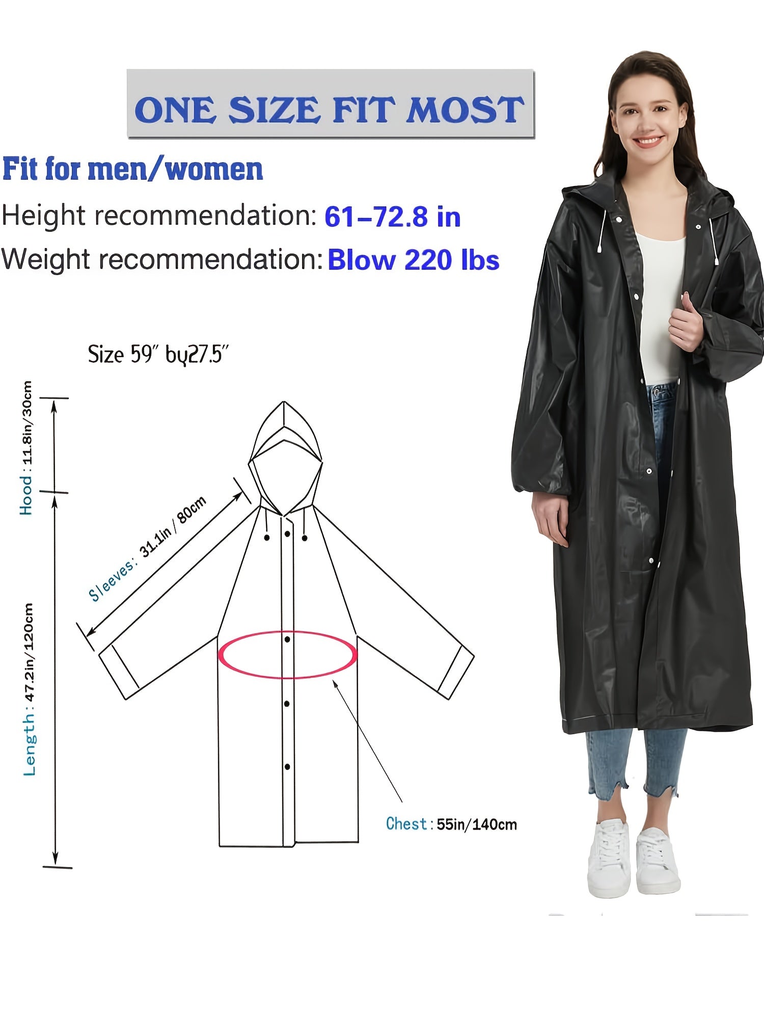 4pcs Reusable Adults Rain Ponchos Portable Raincoats For Women Men With Hood For - product view 12