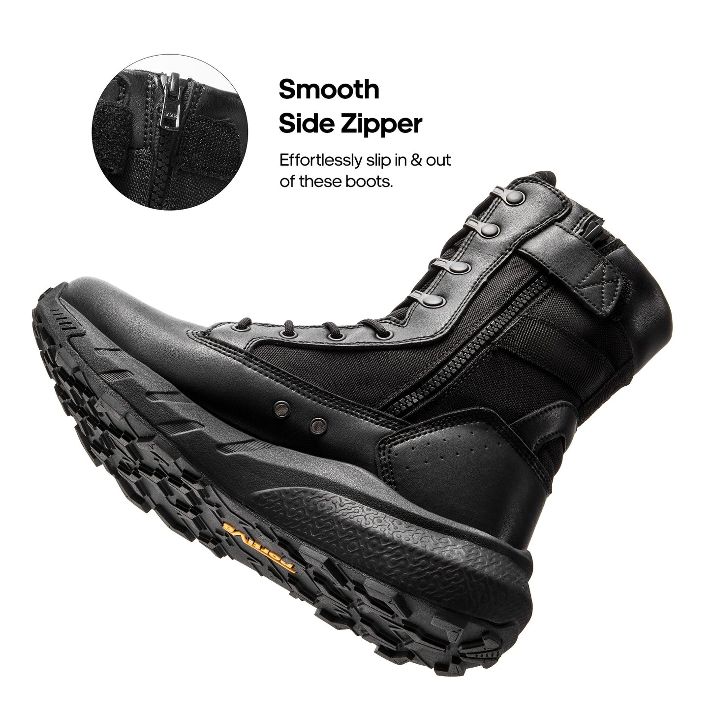 Men's Breathable Zipper Work Boots Side Lightweight Hiking Motorcycle Boots