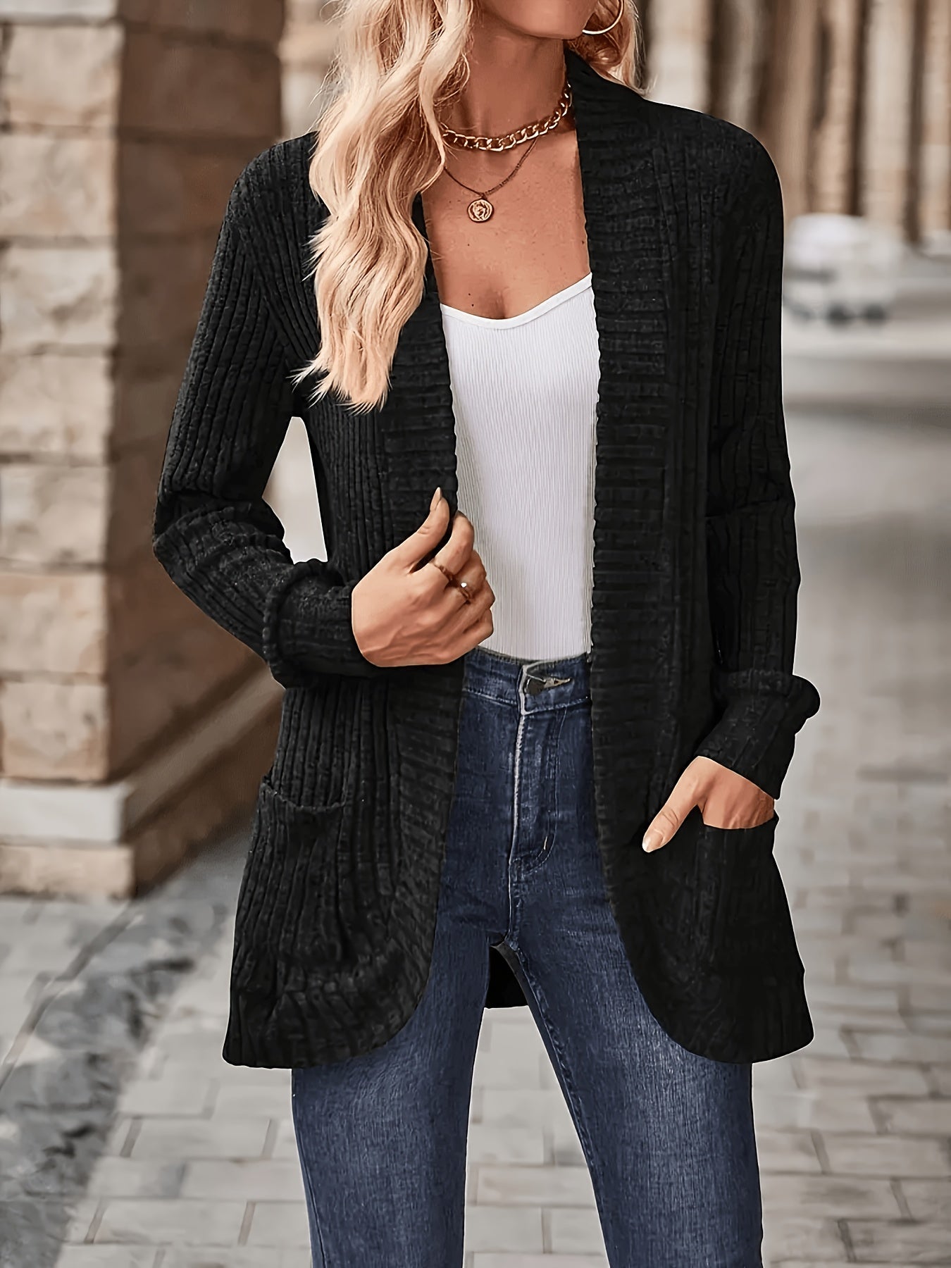 [Orientation] Elegant Orientation + Fashionable Loose Casual Solid Color Thread Pocket Splicing Long Sleeve Blouse