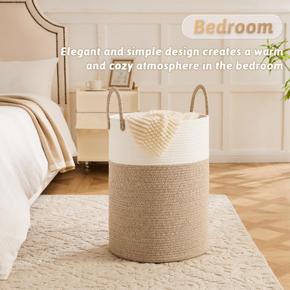 Collapsible Laundry Basket, Woven Rope Laundry Hamper, 12.15gal/15.85gal/ 21.13gal/26.42gal Laundry Bag For Decor Storage Of Dirty Clothes, And Blankets In Bathroom, Room And Living Room