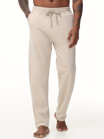 EXARUS Men'S Yoga Sweatpants Set - 2pcs, Athletic Lounge Pants with Open Bottom Straight Leg And Pockets