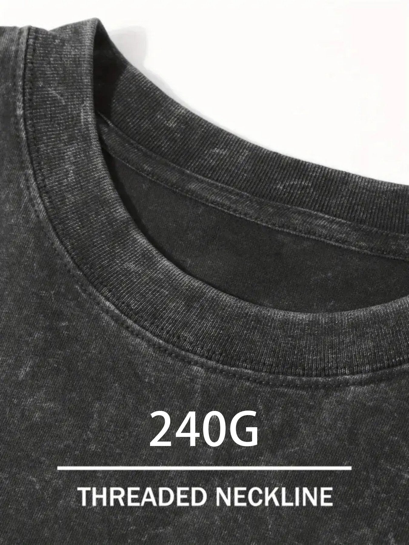 Street  Trend Men's Fashionable T-shirt, 100% Pure Cotton Heavyweight Washed T-shirt, Creative Pattern Printing, Distressed Men's Top, Round-neck Loose Large-sized Men's Short Sleeve, Suitable as a Gift for Dads and Boyfriends