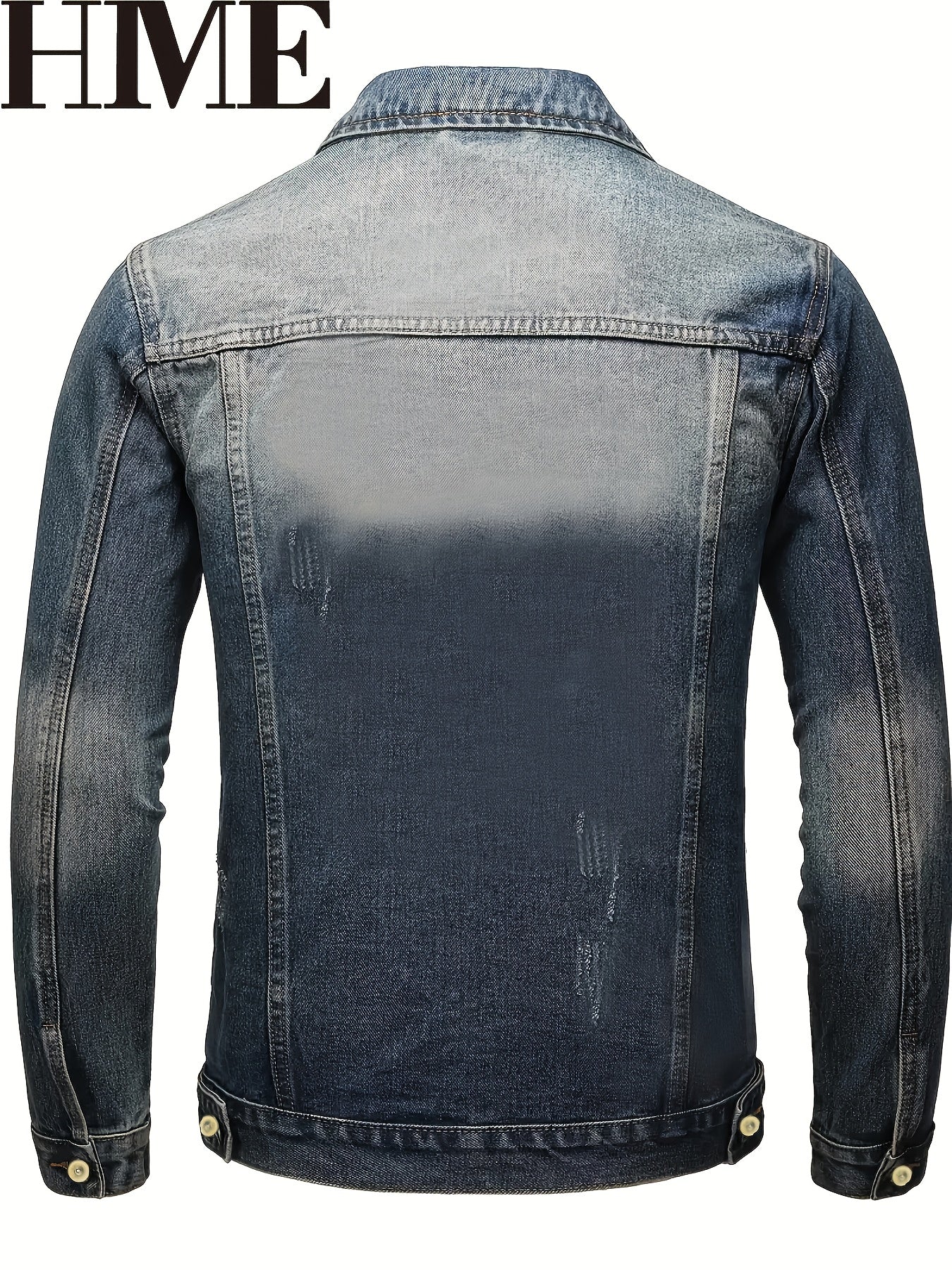 HME Men'S Spring And Autumn Style, Denim Jacket, Slim Fit Fashionable Embroidered Men'S Denim Coat, Suitable for Daily Streetwear, Motorcycle, And Stylish Outfits, Tailored Without Stretch, with a Defined Shape