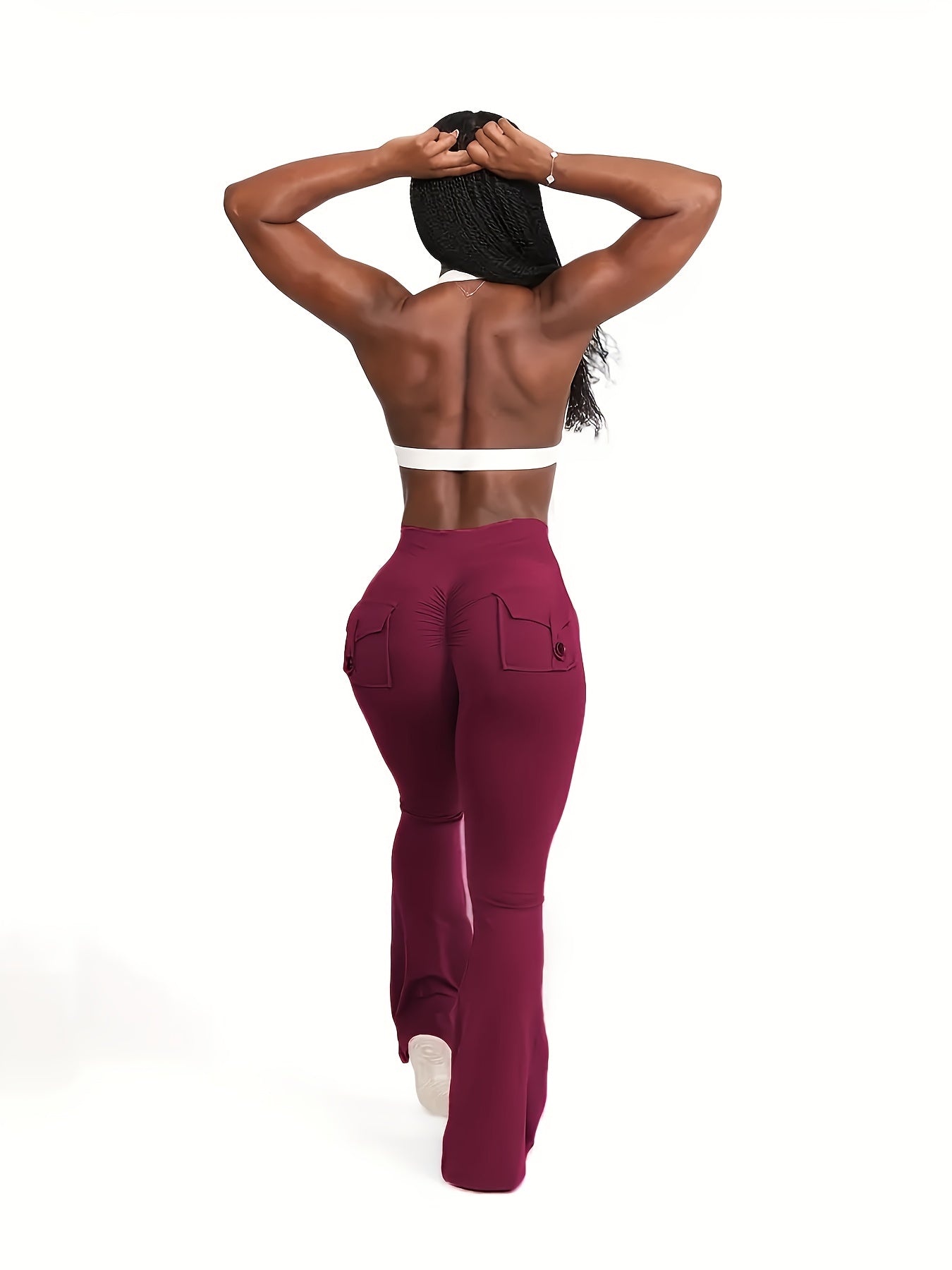 Christmas Apparel, Halloween 3pcs Set in Black, Gray, and Green: Fashionable Workwear-Style Flared Pants, Women's Casual Flared Pants, High-Waist Pocket Joggers, Workwear-Style Peach Butt Pants, Quick-Dry Sports Tummy Control Butt-Lifting Flared