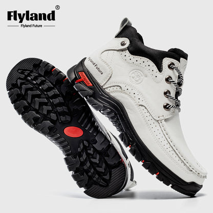 FLYLAND Men's Fashion Vintage Classical Genuine Leather Handmade Chukka Boots Daily Casual Work Office Shoes